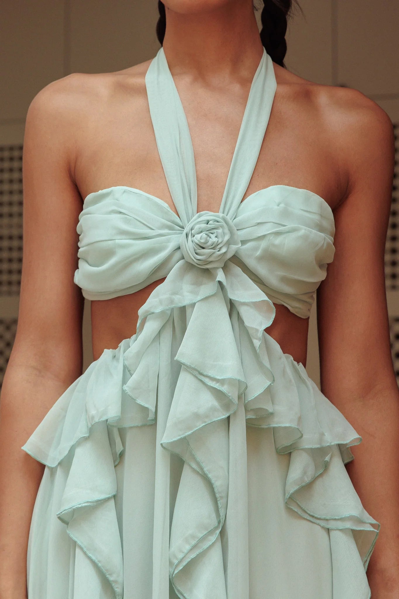 Chiffon | Cut-Out Ruffle Maxi Dress