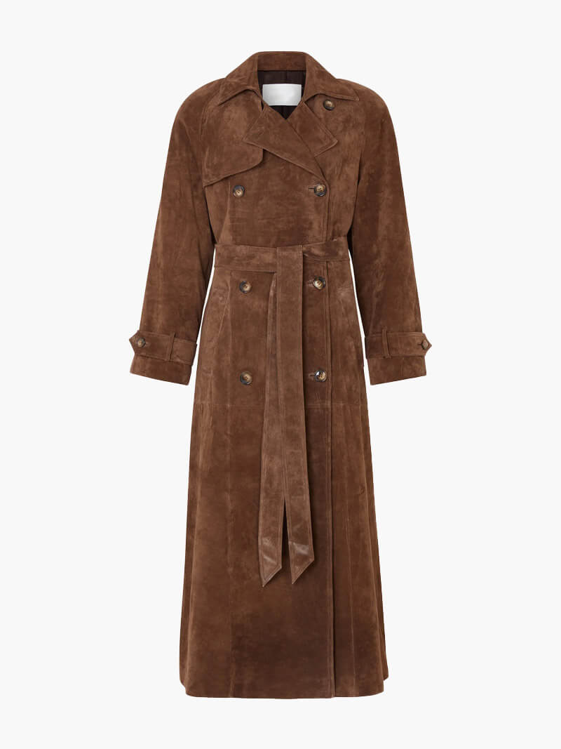 Anna - Suede Leather Trench Coat